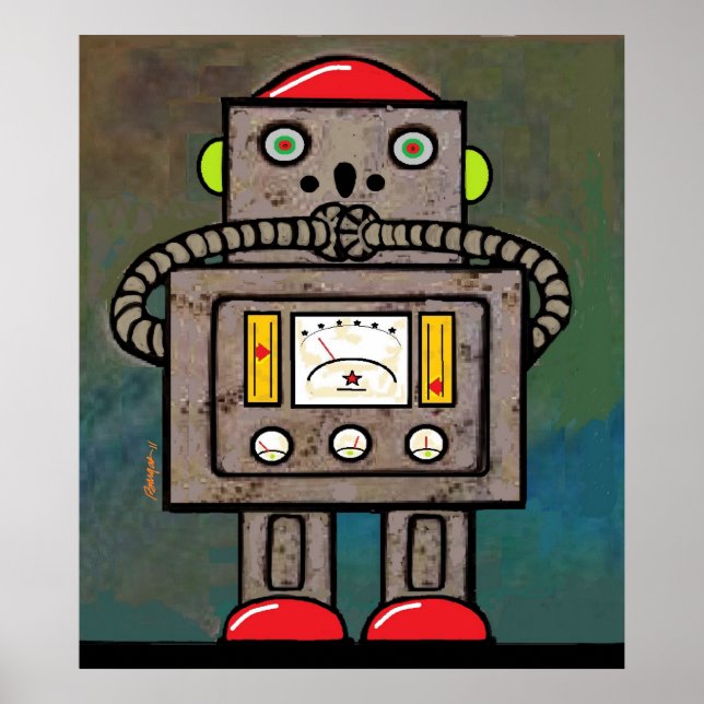 BargasArtworks Suprised Robot Print Poster (Framsidan)