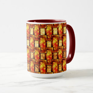 Bärgat och nedfläckad orange brunrektangulärt tall mugg