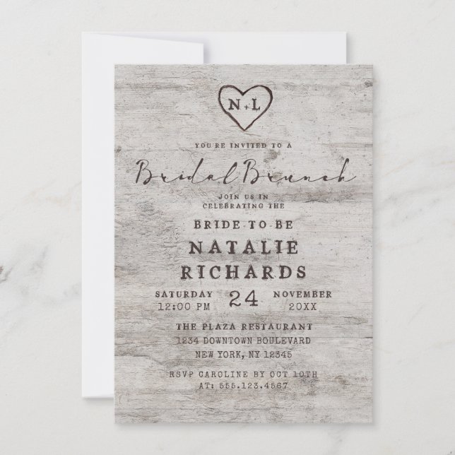 Bärgda Svetearts Rustic Möhippa Brunch Shower Inbjudningar (Framsida)