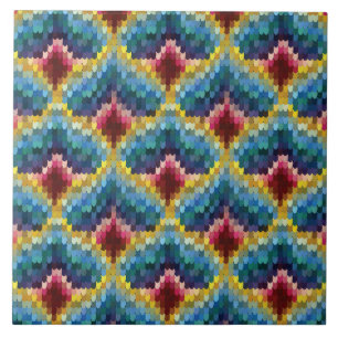 Bargello Embroidery Boho Chic Mönster Kakelplatta