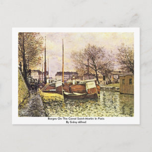 Barges på kanalen Saint-Martin i Paris Vykort