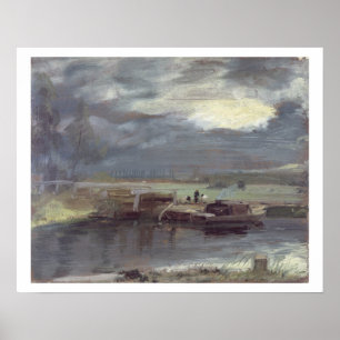Barges på Stour med Dedham Church i Dist Poster