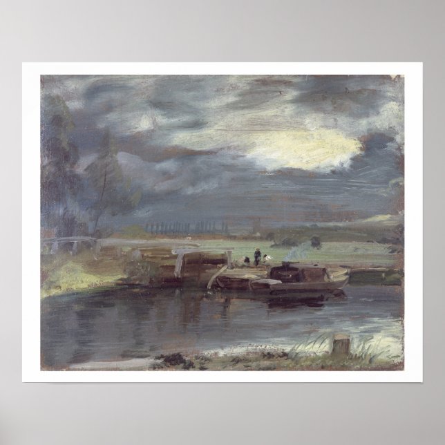 Barges på Stour med Dedham Church i Dist Poster (Framsidan)