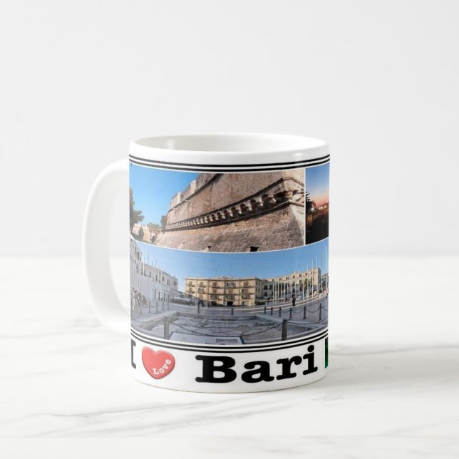 Bari efter natt - Apulien - Panorama - Sea View Kaffemugg (Framsida vänster)