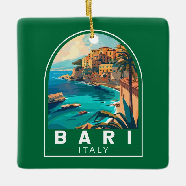Bari Italien Travel Art Vintage Julgransprydnad Keramik (Framsida)