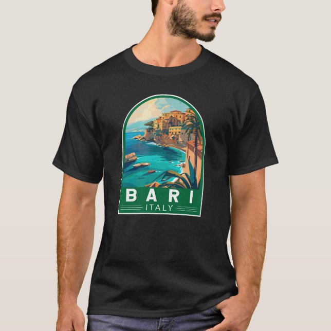 Bari Italien Travel Art Vintage T Shirt (Framsida)