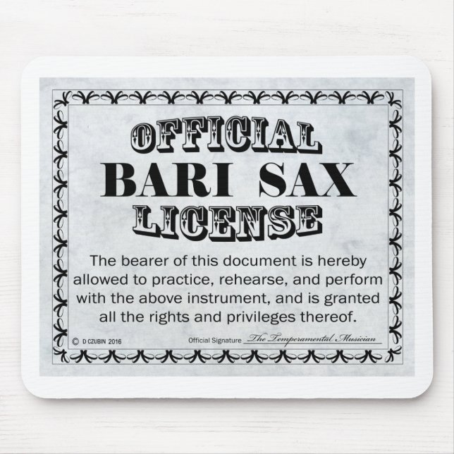 Bari Sax License Musmatta (Framsidan)