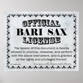 Bari Sax License Poster