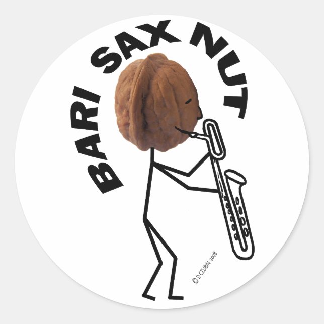 Bari Sax Nöt Runt Klistermärke (Framsida)