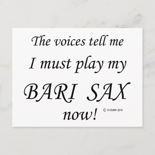 Bari Sax Voices säger att must Play Vykort (Framsida)