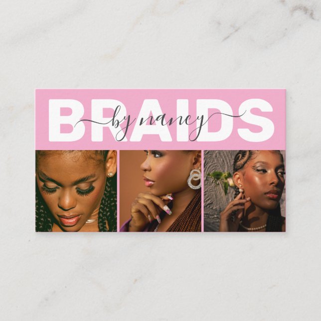 Barids typografi Foto Qr-kod Logotyp Rosa Visitkort (Framsida)