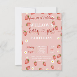 Bäriga Första Jordgubbsinbjudningar till Födelseda Inbjudningar