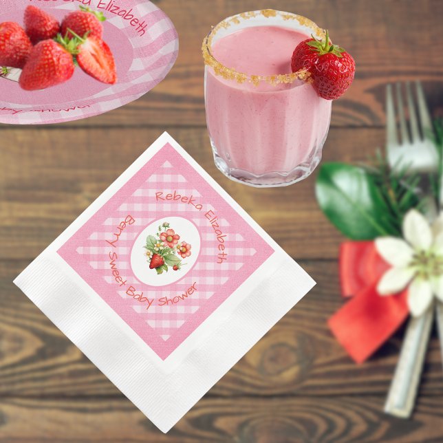 Bärigt rosa rutigt duschdraperi pappersservett (Skapare uppladdad)