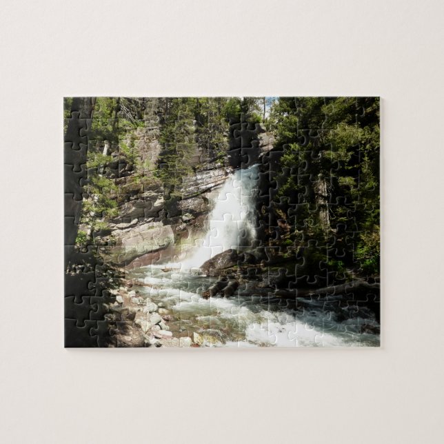 Baring Falls vid Glacier National Park Pussel (Horisontell)
