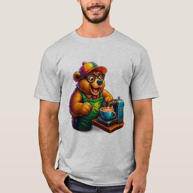 Barista Bear – Cute Coffee Lover T-Shirt (Framsida)
