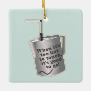 Barista cafe mjölk uppvärmningsjug julgransprydnad keramik