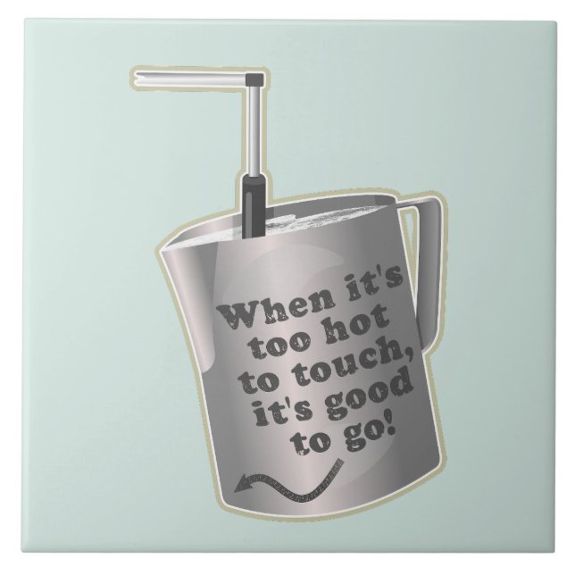 Barista cafe mjölk uppvärmningsjug kakelplatta (Framsidan)