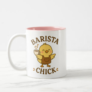 Barista Chick - Cute Coffee Älskare Gift Två-Tonad Mugg