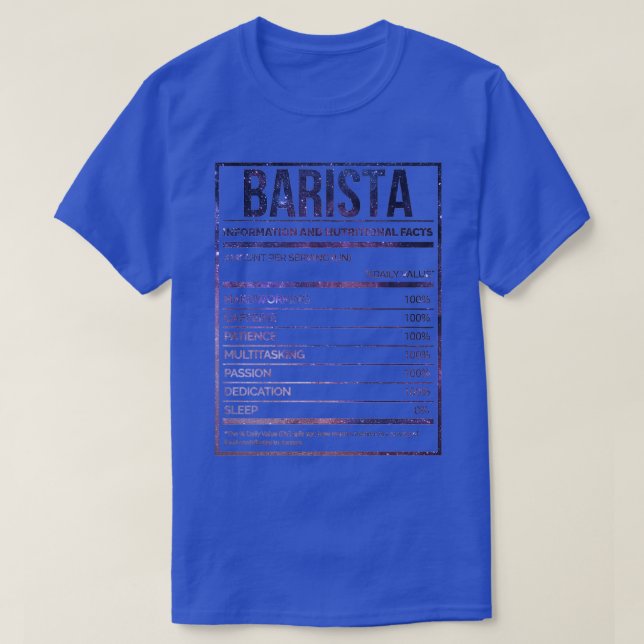 Barista Funny Baristas Nutrition Label 1 T Shirt (Design framsida)