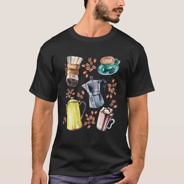 Barista-grafik/kaffe och espresso i vattenkoks t shirt (Framsida)