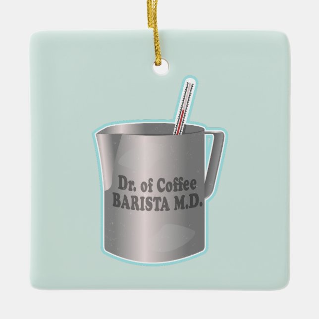 Barista-kaffet skapar lustigt doktor julgransprydnad keramik (Framsida)
