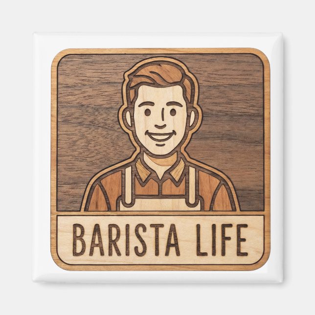 Barista Life i trä Magnet (Framsidan)