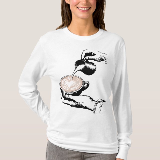 Barista skapar latte t shirt (Framsida)