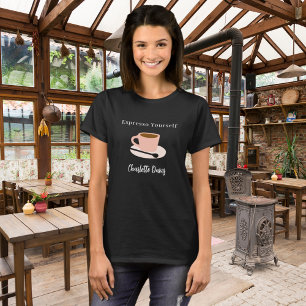 Barista svartvit kaffekaffe kopp namn t shirt