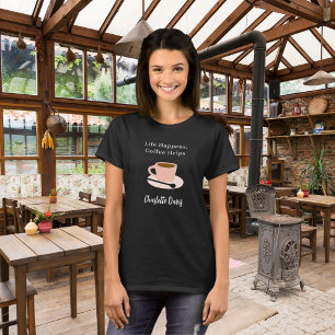 Barista svartvit kaffekaffe kopp namn t shirt