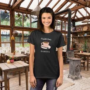 Barista svartvit kaffekanna kopp namn t shirt