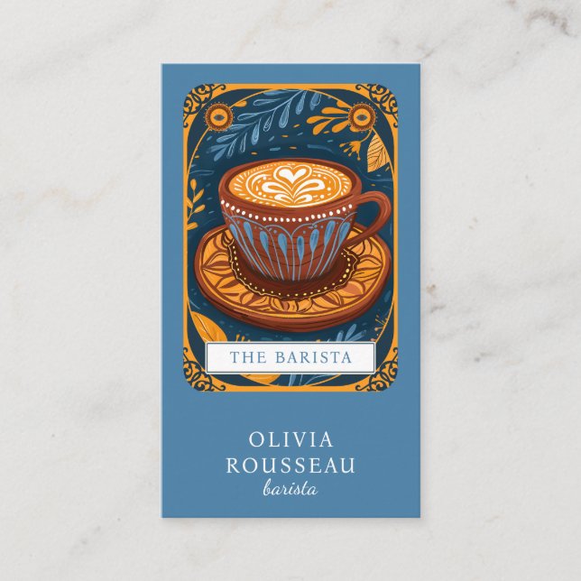 Barista Tarot Blue Visitkort (Framsida)