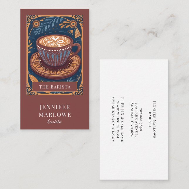 Barista Tarot Visitkort (Fram/baksida)