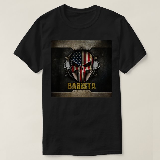 Barista US Flagga Mask T Shirt (Design framsida)