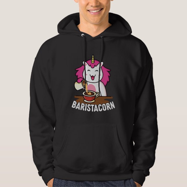 Baristacorn  Barista Unicorn Coffeemaker Hoodie (Framsida)