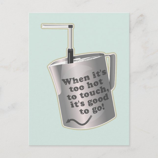 Baristakafé mjölkvärmande kanna vykort (Framsida)