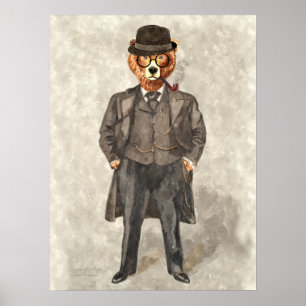 BARister ett lustigt björn i Kostym Poster