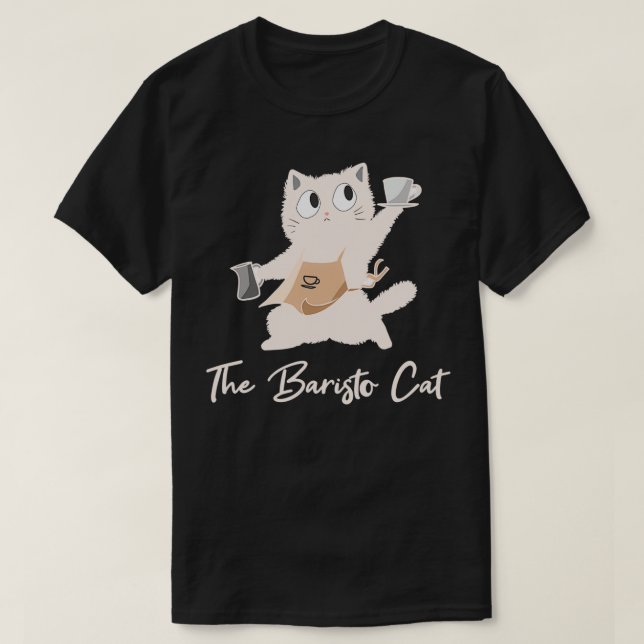 Baristo Cat Coffee Barista Shirt 2 T Shirt (Design framsida)