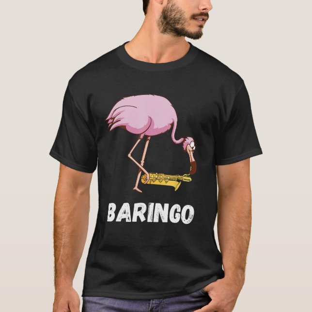 Baritone Flamingo Saxophonist Euphonium Saxophone  T Shirt (Framsida)