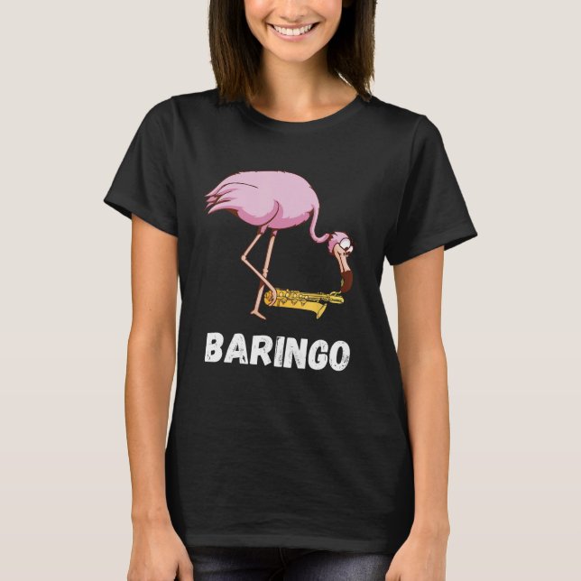 Baritone Flamingo Saxophonium Saxophone T Shirt (Framsida)