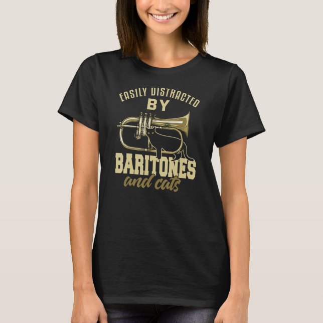 Baritone Funny Cat Lover Marching Band Baritonist T Shirt (Framsida)
