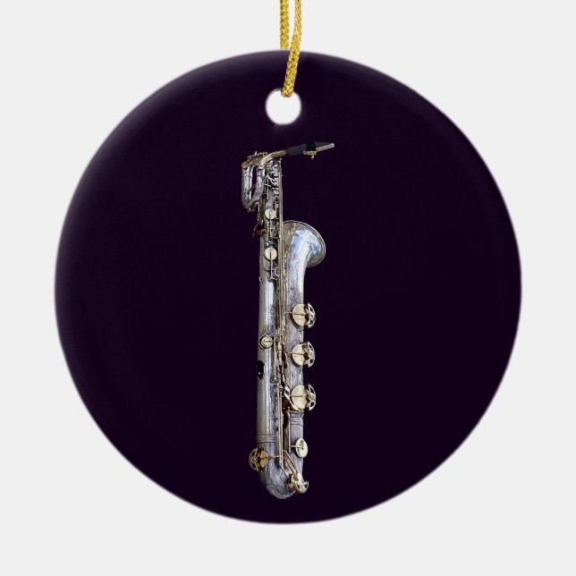 Baritone Saxophone Julgransprydnad Keramik (Framsidan)
