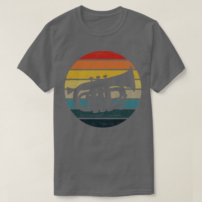 Baritone Silhouette på en stressad Retro Sunset d T Shirt (Design framsida)