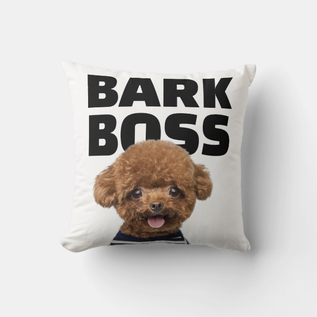 Bark Boss Hund Foto Anpassad Husdjur Kudde (Framsida)