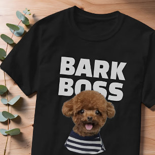 Bark Boss Hund Foto Modern Cool Anpassad Husdjur T Shirt