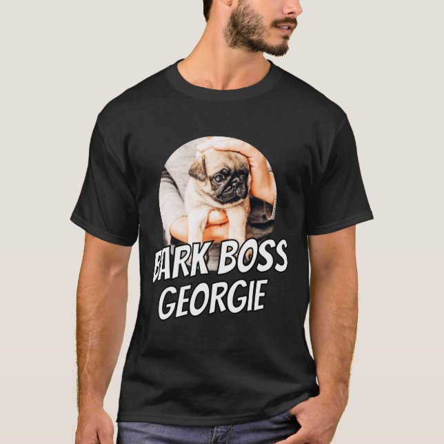 Bark Boss Pet Dog Photo Modern Simple Cool  T Shirt (Framsida)