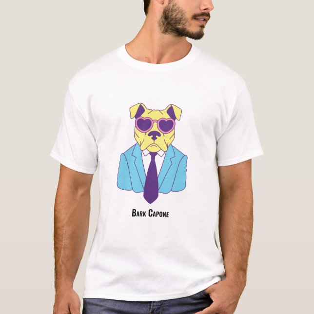 Bark Capone - Bulldog i Blue Kostym T Shirt (Framsida)