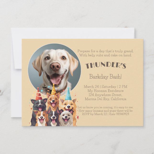 Bark Day Bash Doggo Birthday Inbjudningar (Framsida)