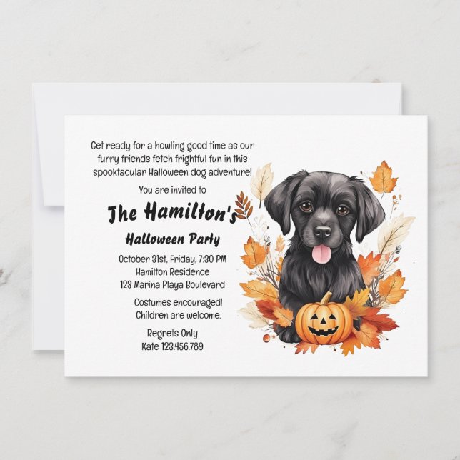 Bark eller Treat Hund Halloween fest Inbjudningar (Framsida)