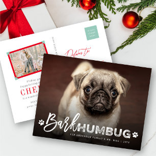 Bark Humbug Typography Hund älskare Photo Funny Pe Helg Vykort