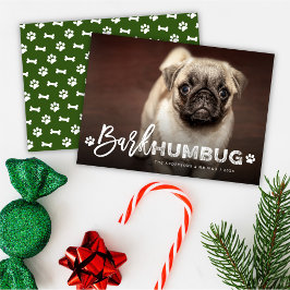 Bark Humbug Typography Hund älskare Photo Funny Pe Julkort